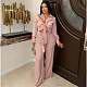 Two-piece Set Of Satin Tie-strap Long-sleeved Shirt Slim-fit Elastic Rhinestone Trousers DM-2533
