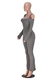 Fashionable Off-the-shoulder Double-strap Sexy One-piece Long-sleeved Flared Jumpsuit HZXY-0488