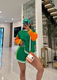 Sports Casual Color-blocked Long-sleeved Short Knitted Suit TR-1337