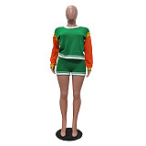 Sports Casual Color-blocked Long-sleeved Short Knitted Suit TR-1337