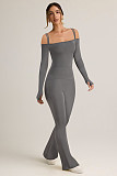 Fashionable Off-the-shoulder Double-strap Sexy One-piece Long-sleeved Flared Jumpsuit HZXY-0488