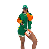 Sports Casual Color-blocked Long-sleeved Short Knitted Suit TR-1337