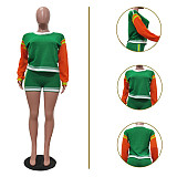 Sports Casual Color-blocked Long-sleeved Short Knitted Suit TR-1337