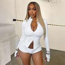 Sports Style Slim Fit Stand Collar Zipper Casual Shorts and Socks Three-piece Set  DZHT-292