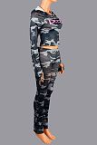 Sexy Letter Print Hooded Long-Sleeved Cardigan Top and Pants Set XS-1054