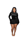 Sexy Autumn and Winter Bodysuit Plush Miniskirt Set PMR-779