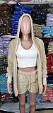 Winter Plush Homewear Casual 3-piece Set Pajamas Long sleeves Shorts Sportswear For Women XINH-303