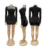 Sexy Autumn and Winter Bodysuit Plush Miniskirt Set PMR-779