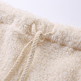 Winter Plush Homewear Casual 3-piece Set Pajamas Long sleeves Shorts Sportswear For Women XINH-303