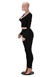 Autumn and Winter V-neck Sports Fitness Cardigan Belly bButton Top Tights Set HZXY-0843
