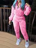 Solid Long-sleeved Autumn Winter Fashion Casual Plush Pants Set XINH-81108
