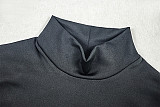 Fashion Slim High Collar Mesh See-through Long Sleeve Slit Hip Dress JY-303263