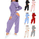 One Piece Home Open Hip Women Long Sleeves Hat Cute Fur Jumpsuit XINH-80223