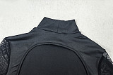 Fashion Slim High Collar Mesh See-through Long Sleeve Slit Hip Dress JY-303263