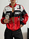 Fashionable Motorcycle Style Letter Design Zipper Long-sleeved Jacket With Contrasting Colors