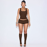 Sexy Vest Mesh Long-sleeved Top Tight Shorts Calf Set Four-piece Suit DZHT-389