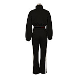 Casual Patchwork Suit Long-sleeved Zipper Jacket Two-piece Suit AIL-333