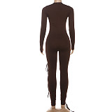 Fashionable and Sexy Long-sleeved Hollow Strap Tight Long Jumpsuit DLS-80633