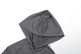 Fashion Hooded Letter Printed Zipper Slim Fit Sports Pants Set DLS-77547