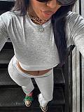 Casual Stretch Sports Solid Color Versatile Long-sleeved Trousers Suit XS-1063
