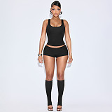 Sexy Vest Mesh Long-sleeved Top Tight Shorts Calf Set Four-piece Suit DZHT-389