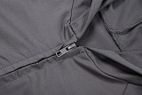 Fashion Hooded Letter Printed Zipper Slim Fit Sports Pants Set DLS-77547