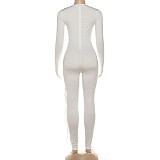 Fashionable and Sexy Long-sleeved Hollow Strap Tight Long Jumpsuit DLS-80633