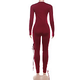 Fashionable and Sexy Long-sleeved Hollow Strap Tight Long Jumpsuit DLS-80633