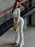 Casual Stretch Sports Solid Color Versatile Long-sleeved Trousers Suit XS-1063