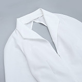 Sexy V-neck Ribbon Backless Slim Long-sleeved Hip Skirt FLY-25206