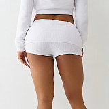 Fashionable Casual Hooded Zipper Seatshirt Fold-over Shorts Two-piece Set DZHT-373