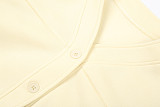 New Solid Color Button Cardigan Jacket High Waist Loose Trousers Lazy Style Suit SXE-78942