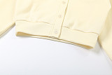 New Solid Color Button Cardigan Jacket High Waist Loose Trousers Lazy Style Suit SXE-78942
