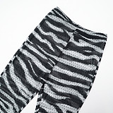 Zebra Print Hollow Bodysuit With Tight Pants Hot Girl Suit DZHT-306
