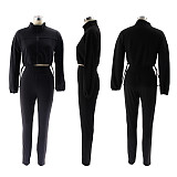 Loose Long Sleeved Short Sweatshirt Tight Pants Two Sportswear Pieces SFY-502