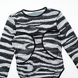 Zebra Print Hollow Bodysuit With Tight Pants Hot Girl Suit DZHT-306