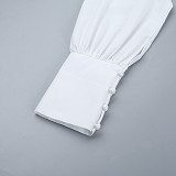 Sexy V-neck Ribbon Backless Slim Long-sleeved Hip Skirt FLY-25206