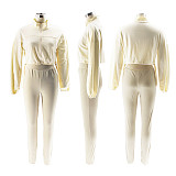 Loose Long Sleeved Short Sweatshirt Tight Pants Two Sportswear Pieces SFY-502