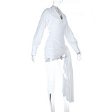 Sexy V-neck Ribbon Backless Slim Long-sleeved Hip Skirt FLY-25206