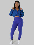 Loose Long Sleeved Short Sweatshirt Tight Pants Two Sportswear Pieces SFY-502