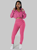 Loose Long Sleeved Short Sweatshirt Tight Pants Two Sportswear Pieces SFY-502