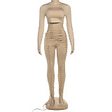 New Sexy Hollow Long Sleeve Top with Strappy Tights Two-Piece Set DLS-80632