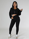 Loose Long Sleeved Short Sweatshirt Tight Pants Two Sportswear Pieces SFY-502