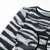 Zebra Print Hollow Bodysuit With Tight Pants Hot Girl Suit DZHT-306