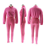 Loose Long Sleeved Short Sweatshirt Tight Pants Two Sportswear Pieces SFY-502