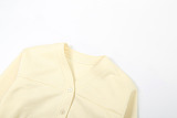 New Solid Color Button Cardigan Jacket High Waist Loose Trousers Lazy Style Suit SXE-78942