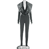 Autumn and Winter Long-sleeved Fur Step-on Tights Jumpsuit DZHT-303