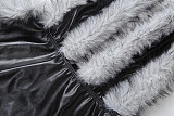 Sexy Leather Paneled Sleeveless Halterneck Dress ZJQD-80157