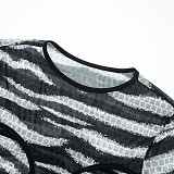 Zebra Print Hollow Bodysuit With Tight Pants Hot Girl Suit DZHT-306