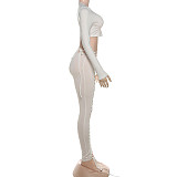 New Sexy Hollow Long Sleeve Top with Strappy Tights Two-Piece Set DLS-80632